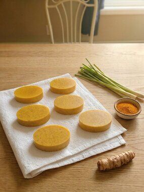 Turmeric and Lemongrass Botanical Oval Hand Poured Goat Milk Soap Bar